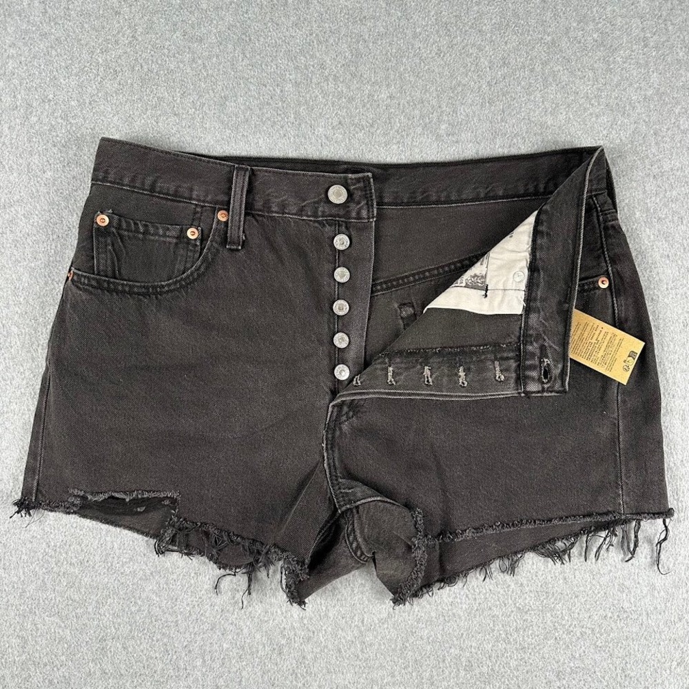 NEW Levi's 501 Original Women's Black Cut‎ Off Denim Shorts W32 Button Fly Rodeo